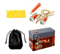 JewelryWe Women Opera Glasses 3x25 Vintage Binoculars with Chain Orange