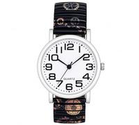 JewelryWe Women Quartz Analogue Elastic Strap Watch | Ladies, Large Numerals, Pull On Comfort, Shopping, Travel, Casual Gift, Movement, Arabic, Printed Band, Wristwatch
