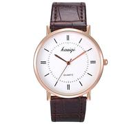 JewelryWe Womens Brown Leather Strap Quartz Watch Simple Casual Business Dress Wristwatch