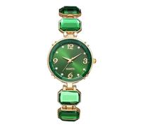 JewelryWe Women's Crystal Accented Watch - Analog Quartz Easy Read Large Numbers Dial Imitation Gemstone Band Wristwatch for Parties and Events