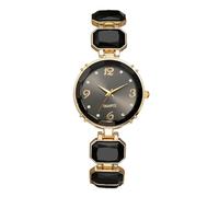 JewelryWe Women's Crystal Accented Watch - Analog Quartz Easy Read Large Numbers Dial Imitation Gemstone Band Wristwatch for Parties and Events