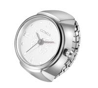 JewelryWe Women's Elastic Ring Watch: Retractable Elastic Finger Watch Quartz Movement Analog Butterfly Decoration Dial Stainless Steel Strap - for Leisure Business Gift, Silver-white, Elegant and