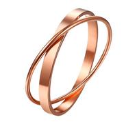 JewelryWe Women's Gold Bangle Bracelets: Exquisite 14K Gold Plated Stainless Steel Interlocking Bangle Cuffs Bracelet for Girls Women Valentines Day