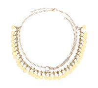 JewelryWe Women's Gold Bohemian Headpiece: Double Hair Chains with Sequins Pendant Cleopatra Head Jewelry for Wedding Party and Festival Outfit