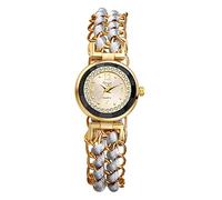 JewelryWe Womens Handmade Braid Watch Analog Quartz Bracelet Dress Watch Vintage Adjustable Weave Wristwatch, for Mothers Day, grey