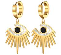 JewelryWe Womens Huggie Hoop Earrings: Hypoallergenic Starburst Evil Eye Dangle Earrings - Stainless Steel Gold Pendant Earring Valentines Gift for Women Girls