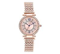 JewelryWe Women's Iced Out Watch Bling Full Diamonds Rhinestones Wristwatch Simple Quartz Analog Dress Watch for Xmas