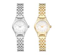 JewelryWe Women's Minimalist Ultra-Thin Watch: Dainty Small Round Dial Stainless Steel Detachable Strap Watches 3ATM Waterproof Analog Quartz Wristwatch with Box for Business and Casual