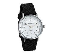 JewelryWe Womens Nylon Strap Round Numeral Dial Simple Quartz Wrist Watch