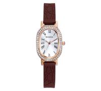 JewelryWe Women's Oval Silicone Watch - Rhinestone Analog Quartz Roman Numerals Classic Casual Business Petite Dainty Wristwatch
