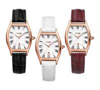 JewelryWe Women's Quartz Analogue Watch Green Rectangular Dial Watch with Slim Leather Strap Gift for Women Girls, Tonneau - 3 pieces, Strap.