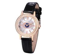 JewelryWe Women's Rhinestone Leather Watch: Bohemian Analog Quartz Round Wristwatch Stylish Bracelet Watches for Ladies