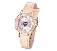 JewelryWe Women's Rhinestone Leather Watch: Bohemian Analog Quartz Round Wristwatch Stylish Bracelet Watches for Ladies