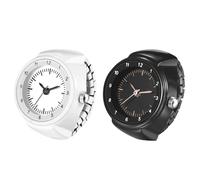 JewelryWe Women's Ring Watch Finger Watch Analogue Quartz Watch Elastic Ring Band Watch Ring Gift for Girls Black White Red Pink, Smooth - Set of 2