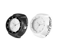 JewelryWe Women's Ring Watch Finger Watch Analogue Quartz Watch Elastic Ring Band Watch Ring Gift for Girls Black White Red Pink, Matte - Set of 2