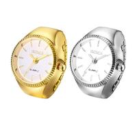 JewelryWe Women's Ring Watch Finger Watch Analogue Quartz Watch Elastic Ring Band Watch Ring Gift for Girls Black White Red Pink, Bar scale - set of 2, Sports