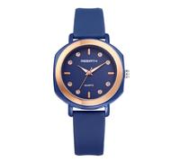JewelryWe Women's Silicone Strap Watch: Ladies Black Quartz Analog Diamond Indices Sports Round Bezel Waterproof Nurse Wristwatch