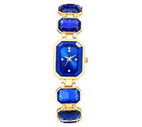 JewelryWe Women's Square Crystal Watch: Quartz Analog Elegant Metal Rhinestone Band Casual Wristwatch for Daily Working Parties Christmas