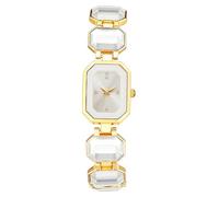 JewelryWe Women's Square Crystal Watch: Quartz Analog Elegant Metal Rhinestone Band Casual Wristwatch for Daily Working Parties Christmas