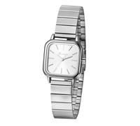 JewelryWe Women's Square Exquisite Watch: Analog Quartz Adjustable Stainless Steel Silver Simple Casual Watch with Bar Scale Clear and Easy-to-Read Watch for Mother's Day