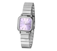JewelryWe Women's Square Exquisite Watch: Analog Quartz Adjustable Stainless Steel Silver Simple Casual Watch with Bar Scale Clear and Easy-to-Read Watch for Mother's Day