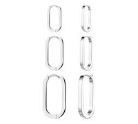 JewelryWe Women's Square Hoop Earrings: 3-Pair Set 19K Plated Stainless Steel U-shaped Earring Lightweight Oval Huggie Hoop Geometric Minimalist Rectangle Hoops