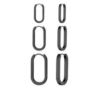 JewelryWe Women's Square Hoop Earrings: 3-Pair Set 20K Plated Stainless Steel U-shaped Earring Lightweight Oval Huggie Hoop Geometric Minimalist Rectangle Hoops