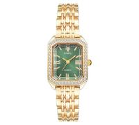 JewelryWe Women's Square Quartz Watch: Ladies Gold Analog Elegant Vintage Solid Sparkling Bling Small Stainless Steel Bracelet Wristwatch