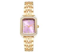 JewelryWe Women's Square Quartz Watch: Ladies Gold Analog Elegant Vintage Solid Sparkling Bling Small Stainless Steel Bracelet Wristwatch