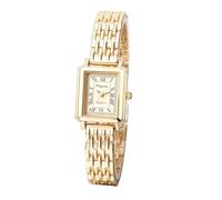 JewelryWe Women's Square Quartz Watch: Ladies Simple Analog Elegant Vintage Solid Small Stainless Steel Bracelet Wristwatch