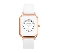 JewelryWe Women's Square Silicone Watch - Stylish Analog Quartz Timepiece with Arabic Numbers Casual Business Wristwatch for Christmas
