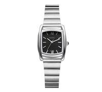 JewelryWe Women's Square Tonneau Watch: Simple Rectangular Dial Stainless Steel Wristwatch Easy to Read Roman Numerals and Bar Markers Analog Quartz Watches
