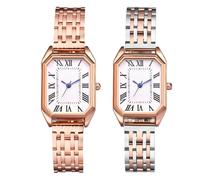 JewelryWe Womens Stainless Steel Watch: Square Analog Quartz Wristwatch Simple Casual Business Dress Watches for Christmas