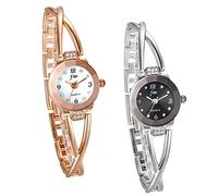 JewelryWe Women's Watch, Elegant Crossing Bracelet Design with Rhinestone with Digital Dial Clasp Watch, Alloy, Rose Gold, Silver, Christmas Day, birthday