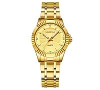 JewelryWe Womens Watch Gold Plated Stainless Steel Wristwatch Analog Simple Dial Lunimous Hands Quartz Watch Business Casual Dress Watches