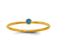 JewelryWeb 1/20 14ct Gold Filled Aqua Blue Cubic Zirconia Bezel 1.0mm Stacking Ring Size 5-Ring for Women