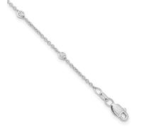 JewelryWeb 1.2mm True Origin 14ct White Gold 1/5 Weight Carat Lab Grown Diamond SI D E F 9 Station Anklet 23 Centimeters Anklet for Women