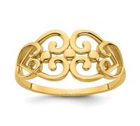 JewelryWeb 1.3mm 14ct Solid Yellow Gold Polished Cut Out Fancy Love Hearts Design Ring Size 7 Statement-Ring for Women