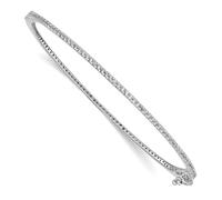 JewelryWeb 1.55mm 925 Sterling Silver Rhodium Plated Cubic Zirconia Hinged Bangle Bracelet Cuff-Bracelet for Women