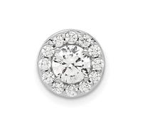 JewelryWeb 10.2mm 14ct White Gold 1 Weight Carat Lab Grown Diamond SI+ G+ Halo Chain Slide Chain Necklace for Women and Men