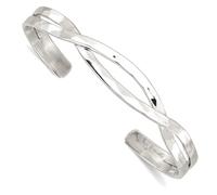 JewelryWeb 10mm 925 Sterling Silver Polished Hammered Criss Religious Faith Cross Cuff Stackable Bangle Bracelet-Cuff-Bracelet for Women