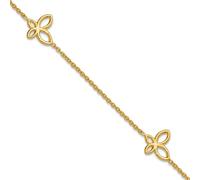 JewelryWeb 11mm 14ct Solid Yellow Gold Polished Butterfly Angel Wings Station Plus 3 Centimeters Extension Anklet 23 Centimeters- Anklet for Women