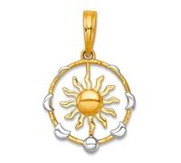JewelryWeb 12.9mm 14ct With White Rhodium Polished Sun With Celestial Moon Cycle Charm Pendant Necklace for Women