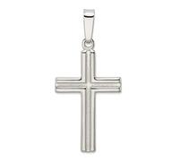 JewelryWeb 13.05mm 925 Sterling Silver Polished and Satin Latin Religious Faith Cross Pendant Necklace-Pendant for Women