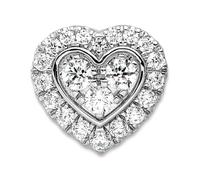 JewelryWeb 14.15mm 14ct White Gold 7/8 Weight Carat Lab Grown Diamond SI+ G+ Halo Love Heart Chain Slide Chain Necklace for Women and Men