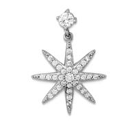 JewelryWeb 14.3mm 925 Sterling Silver Rhodium Plated Polished CZ Simulated Diamond Star Chain Slide Chain Necklace for Women and Men