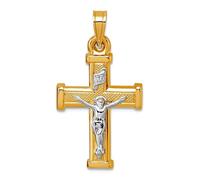 JewelryWeb 14.6mm 14ct With White Rhodium Polished Inri Crucifix Religious Faith Cross Pendant Necklace-Pendant for Women