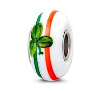 JewelryWeb 14.8mm Ster.silver Reflections Hand Painted The Irish Fenton Glass Bead Charm Pendant Necklace for Women