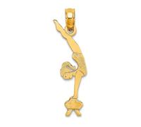 JewelryWeb 14ct Gold Gymnastics Small Vault Charm 22x6mm Wide 0.6mm Thick Pendant Necklace for Women
