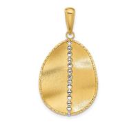 JewelryWeb 14ct Solid Gold Two tone Polished and Satin Teardrop Pendant Necklace 37.6mm long-Pendant for Women